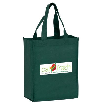 Full-Color Logo Recession Buster 8 x 10 x 5 Tote Bag - Hunter Green | Non-Woven Totes