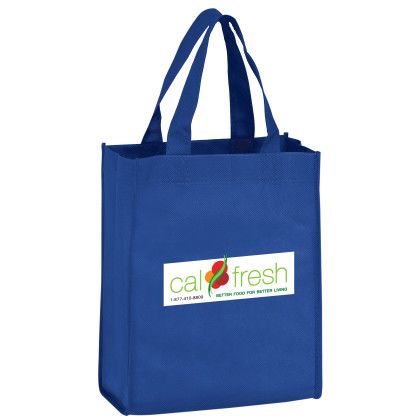 Full-Color Logo Recession Buster 8 x 10 x 5 Tote Bag - Royal Blue | Non-Woven Totes