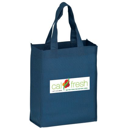 Full-Color Logo Recession Buster 8 x 10 x 5 Tote Bag - Navy | Non-Woven Totes