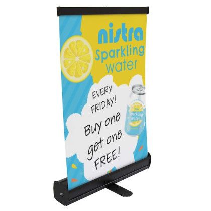 Economy Tabletop Retractor Sign Kit- Dry Erase - Black