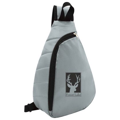 Gray Logo Printed Puffy Sling Backpack | Custom Sling Bags