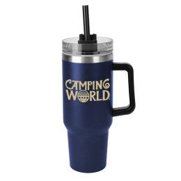 Custom Logo Forty Double Wall Tumbler with Handle - Navy