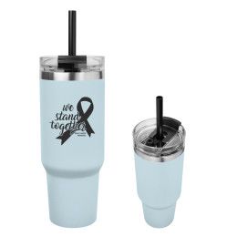 Light Blue Customized 40 oz Quest Tumbler Straw Lid | Logo Printed Travel Mugs