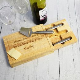 Engraved Message Personalized Cheese Board Set