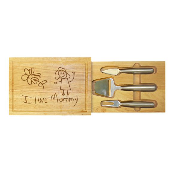 Engraved Cheese Board Set - Your Own Artwork Design - Cheese Tools