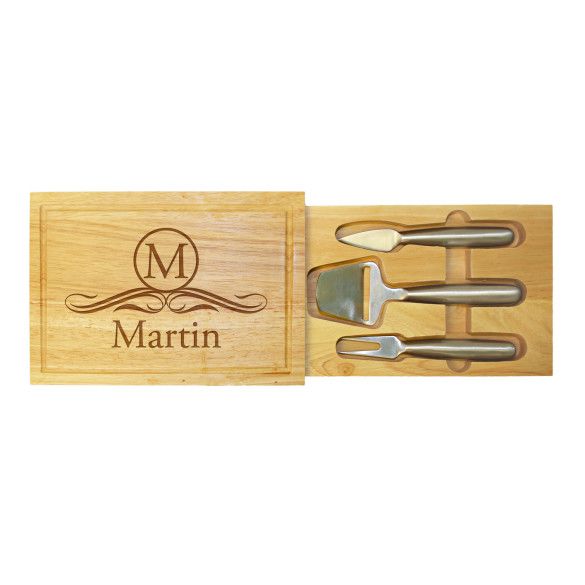 Personalized Family Name Engraved Cheese Board Set - Cheese Tools