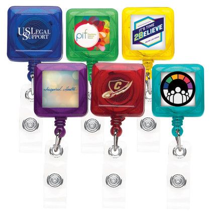 Better Square Badge Reel With Belt Clip-Translucent Color