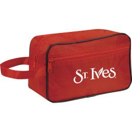 Red Zippered Toiletry Bag with Logo
