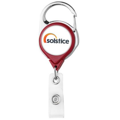Red Customized Carabiner Badge Reel with Belt Clip