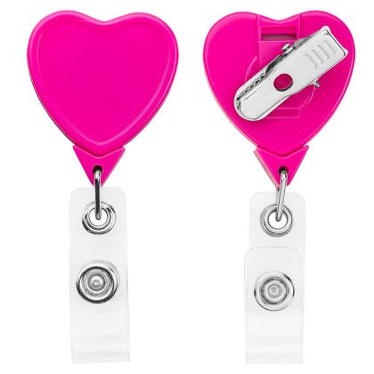 Back of Pink Customized Heart Badge Reel Back of Pink Customized Heart Badge Reel