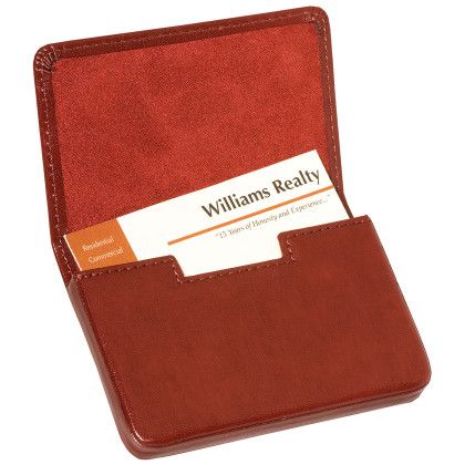 Personalized Red Leather Business Card Holders - Interior view