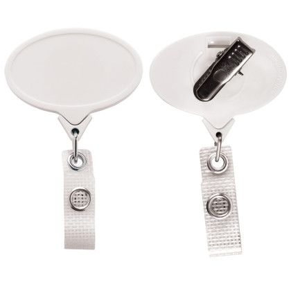 Back of White Customized Anti-Microbial Jumbo Oval Badge Reel