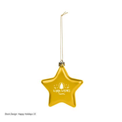 Gold Promotional Logo Star Ornament | Custom Holiday Gifts 