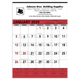 Wall Calendar - Red & Black