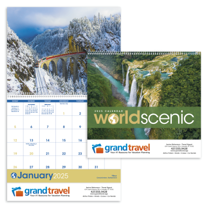 Premium Appointment Imprinted Calendar World Scenic