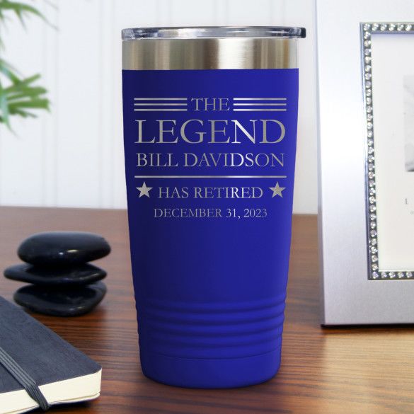 The Legend Has Retired Royal Blue Polar Camel Insulated Personalized Travel Mug - 20 oz