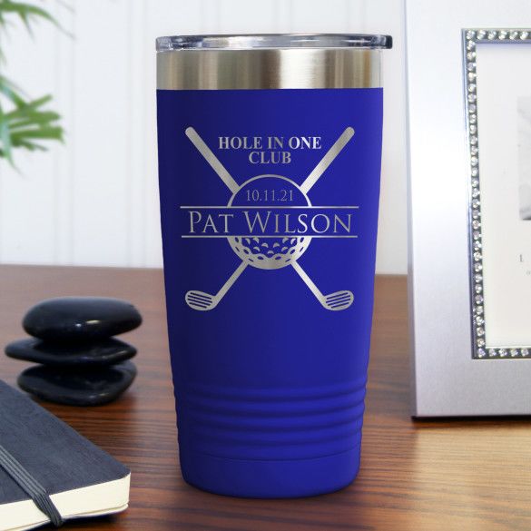 Hole in One Club Royal Blue Polar Camel Insulated Personalized Travel Mug - 20 oz