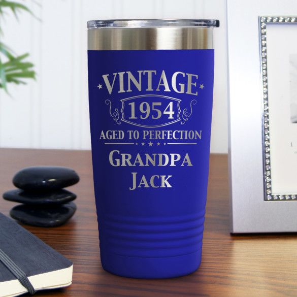 Vintage Aged to Perfection Royal Blue Polar Camel Insulated Personalized Travel Mug - 20 oz