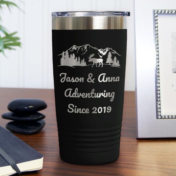 Mountain Adventure Black Polar Camel Insulated Personalized Travel Mug - 20 oz