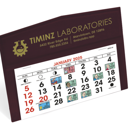 Maroon Legacy Custom Table Calendars | Historical Grid #1 Monthly Calendars 