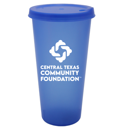  Blue Logo Printed 26 oz Color Tumbler With Lid | Custom Stadium Cups