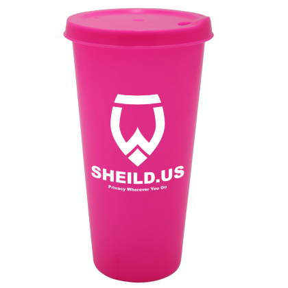 Pink Logo Printed 26 oz Color Tumbler With Lid | Custom Stadium Cups