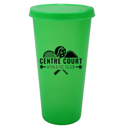 Green Logo Printed 26 oz Color Tumbler With Lid | Custom Stadium Cups