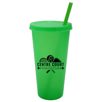 Green Promotional 26 oz Color Tumbler With Lid And Straw | Custom Straw Cups