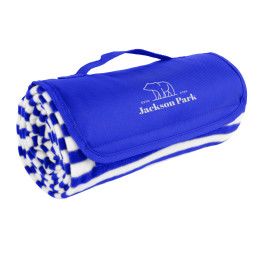 Royal with White Custom Cabana Roll-Up Blanket