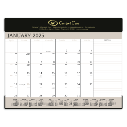 Black Vinyl Desk Pad Calendar