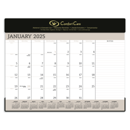 Black Vinyl Desk Pad Calendar