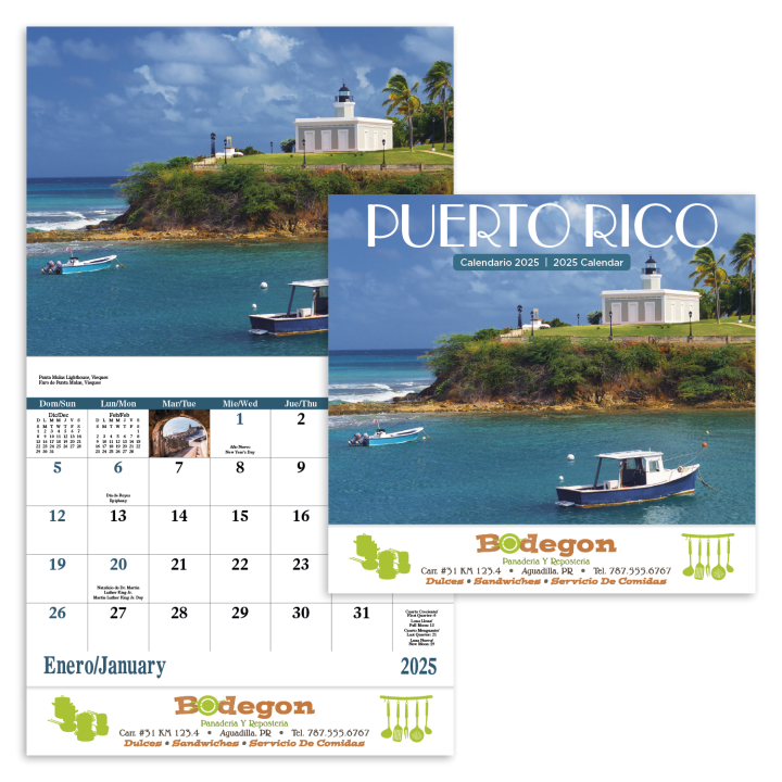 Puerto Rico Calendar with Custom Imprint Promotional Calendars