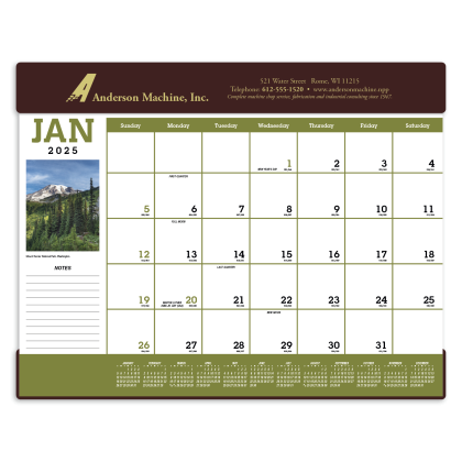 Scenic Desk Pad Calendar Promotion - Burgundy