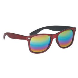 Promotional Woodtone Mirrored Malibu Sunglasses - Red