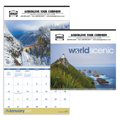 Promotional World Scenic Executive Calendar Spiral Bound 