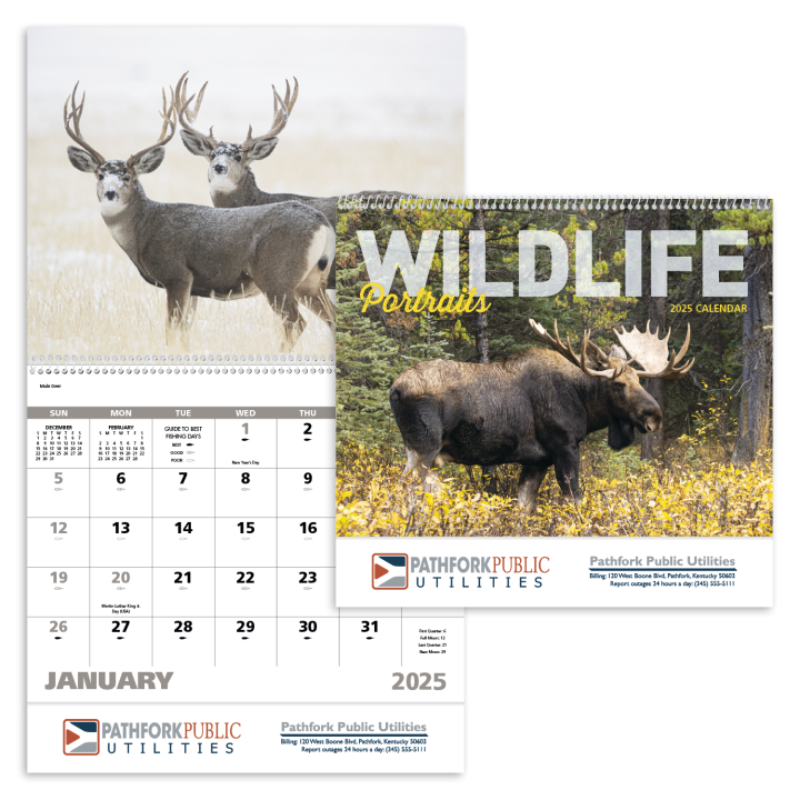 Custom Wildlife Portraits Spiral Calendar Promotional Wall Calendars