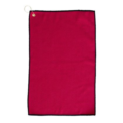 Custom Microfiber Waffle Golf Towel With Tri-Fold Grommet - Red