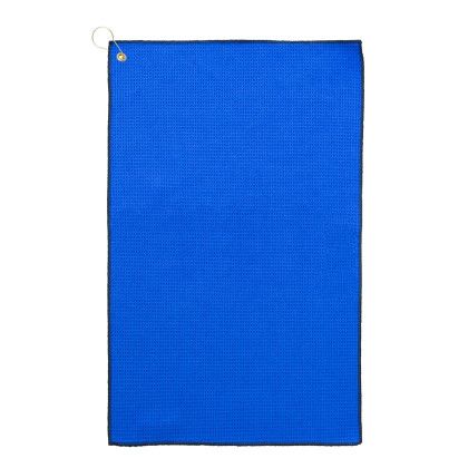 Custom Microfiber Waffle Golf Towel With Tri-Fold Grommet - Royal