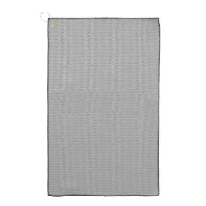 Custom Microfiber Waffle Golf Towel With Tri-Fold Grommet - Gray