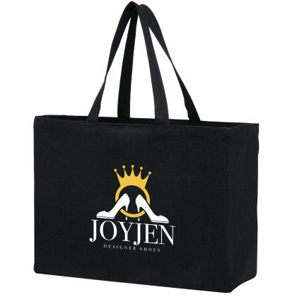 Custom Recycled Cotton Canvas Tote Bag - 16" x 12" - Black