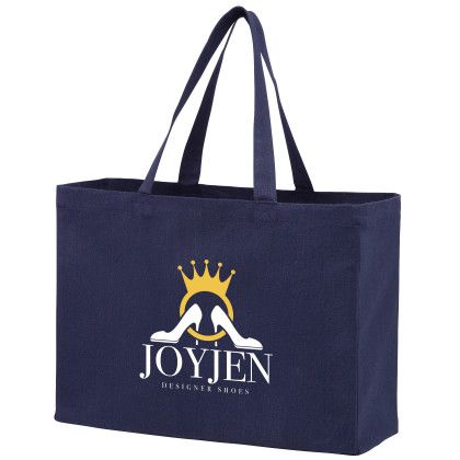 Custom Recycled Cotton Canvas Tote Bag - 16" x 12" - Navy