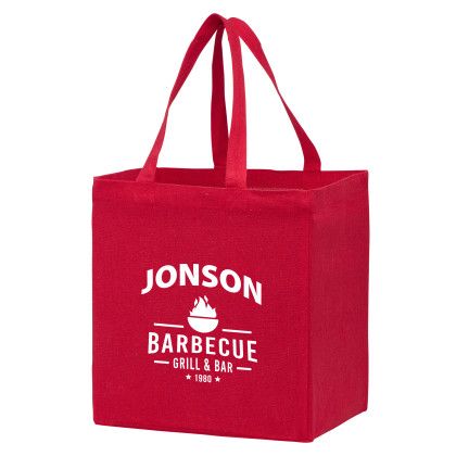 Custom Recycled Cotton Canvas Grocery Bag - 12" x 13" - Red