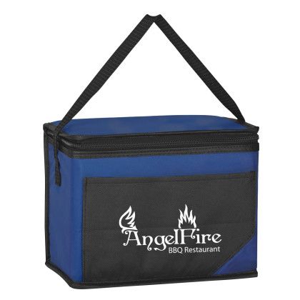 Custom Non-Woven Chow Time Cooler Bag - Black With Royal blue