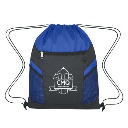 Ripstop Drawstring Bag - Blue with Single Color Imprint