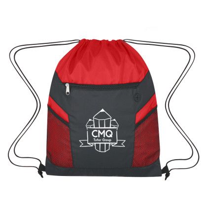 Ripstop Drawstring Bag - Red with Single Color Imprint