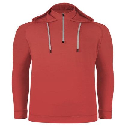 Swannies Golf Unisex Vandyke Quarter-zip Hooded Sweatshirt - Red/Glacier