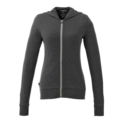 Women's Garner Lightweight Knit Full Zip Hoodie With Thumb Holes - Heather Dark Charcoal