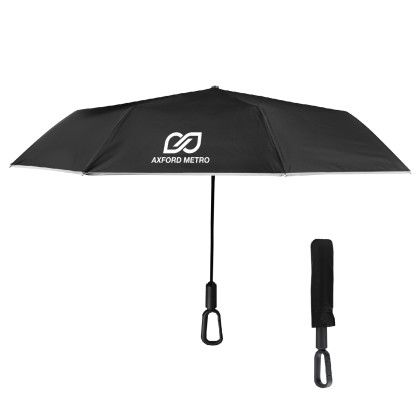 Arc Reflective Umbrella With Carabiner Handle - Black