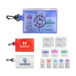 Custom First Aid In Zip Close Pouch With Carabiner - Colors