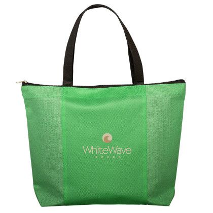 Custom Tonal Non-Woven Zipper Trade Show Tote Bag - Green